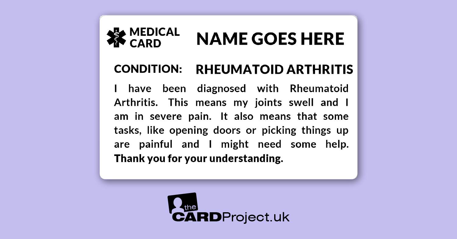 Rheumatoid Arthritis Awareness Mono Medical ID Alert Card 